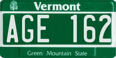 VT license plate AGE162