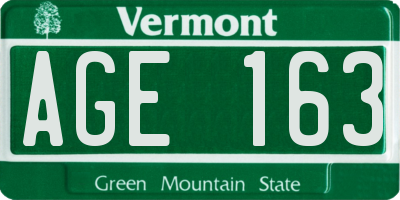 VT license plate AGE163