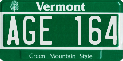 VT license plate AGE164