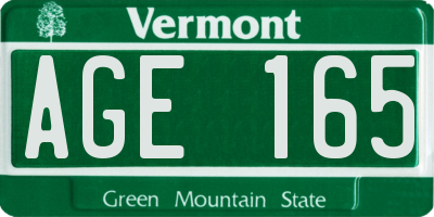 VT license plate AGE165