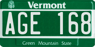 VT license plate AGE168