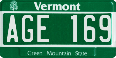 VT license plate AGE169