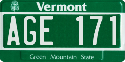 VT license plate AGE171