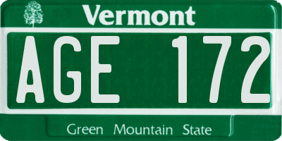 VT license plate AGE172