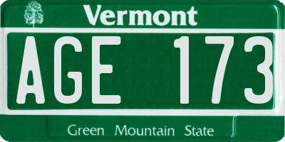 VT license plate AGE173