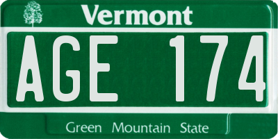VT license plate AGE174