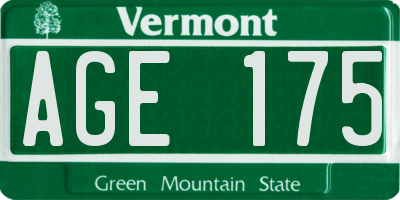 VT license plate AGE175