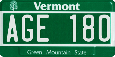 VT license plate AGE180