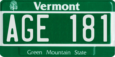 VT license plate AGE181