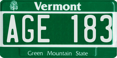 VT license plate AGE183