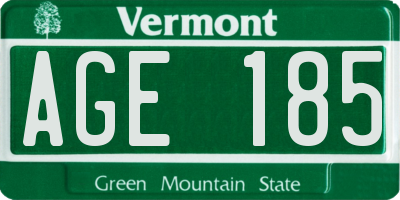 VT license plate AGE185