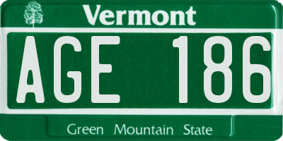 VT license plate AGE186