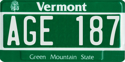 VT license plate AGE187