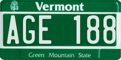 VT license plate AGE188