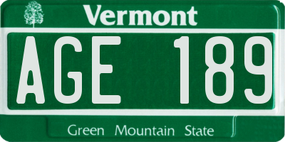 VT license plate AGE189