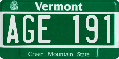 VT license plate AGE191