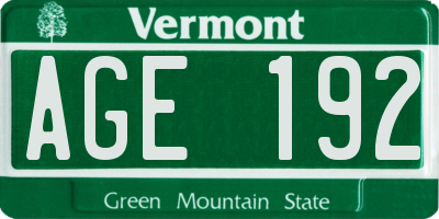 VT license plate AGE192