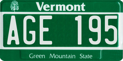 VT license plate AGE195