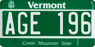 VT license plate AGE196