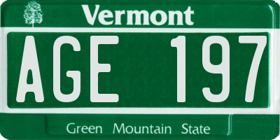 VT license plate AGE197