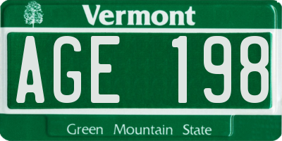 VT license plate AGE198