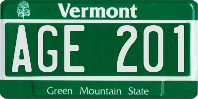 VT license plate AGE201