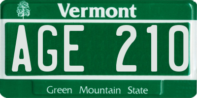 VT license plate AGE210