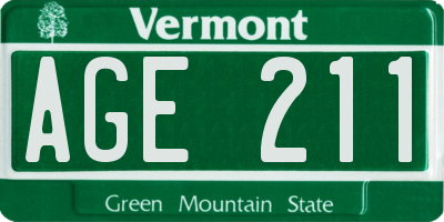 VT license plate AGE211