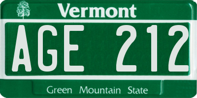 VT license plate AGE212
