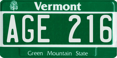 VT license plate AGE216