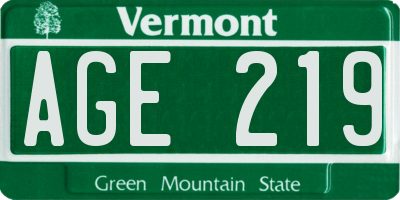 VT license plate AGE219