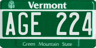VT license plate AGE224