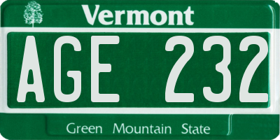 VT license plate AGE232