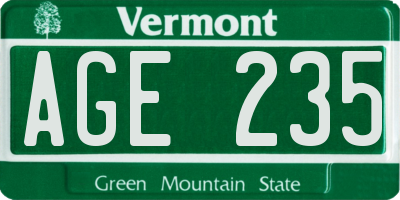 VT license plate AGE235