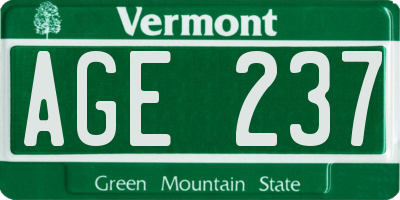 VT license plate AGE237