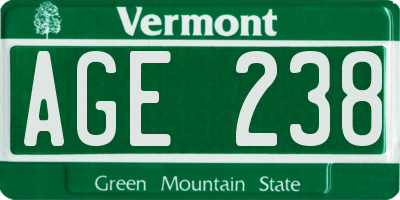 VT license plate AGE238