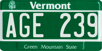 VT license plate AGE239