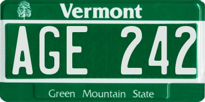 VT license plate AGE242
