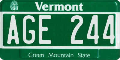 VT license plate AGE244