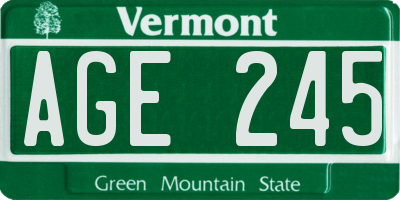 VT license plate AGE245