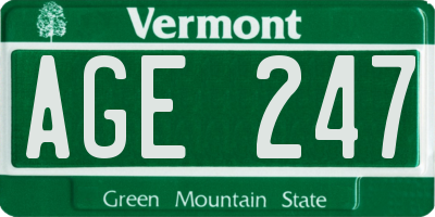 VT license plate AGE247