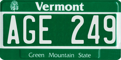 VT license plate AGE249