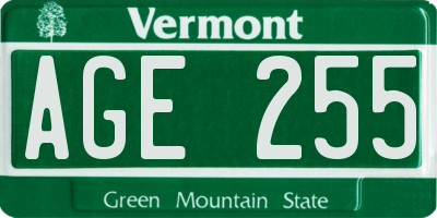 VT license plate AGE255