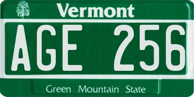 VT license plate AGE256