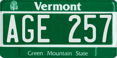 VT license plate AGE257