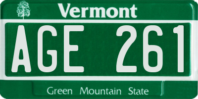 VT license plate AGE261