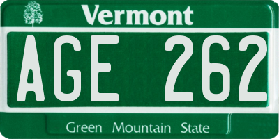 VT license plate AGE262