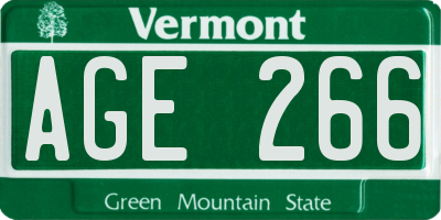 VT license plate AGE266