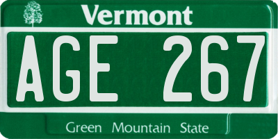 VT license plate AGE267