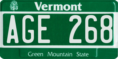 VT license plate AGE268